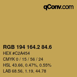 カラーコード: RGB 194 164.2 84.6 | qconv.com