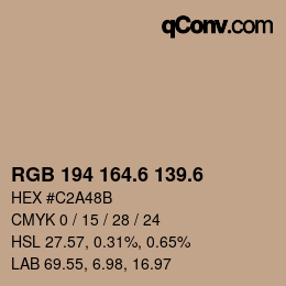 カラーコード: RGB 194 164.6 139.6 | qconv.com