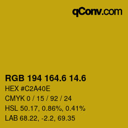 カラーコード: RGB 194 164.6 14.6 | qconv.com