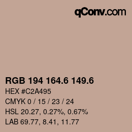 カラーコード: RGB 194 164.6 149.6 | qconv.com