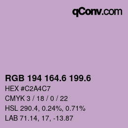 カラーコード: RGB 194 164.6 199.6 | qconv.com