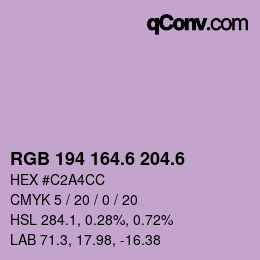カラーコード: RGB 194 164.6 204.6 | qconv.com