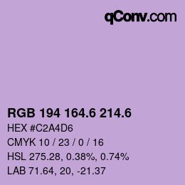 カラーコード: RGB 194 164.6 214.6 | qconv.com