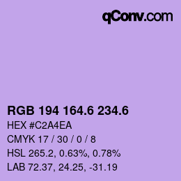 カラーコード: RGB 194 164.6 234.6 | qconv.com