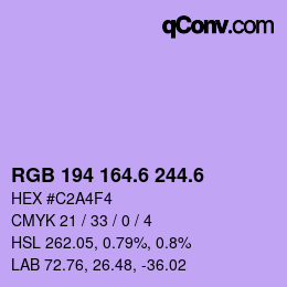 カラーコード: RGB 194 164.6 244.6 | qconv.com