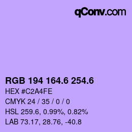 カラーコード: RGB 194 164.6 254.6 | qconv.com