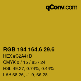 カラーコード: RGB 194 164.6 29.6 | qconv.com