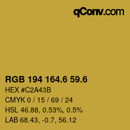 カラーコード: RGB 194 164.6 59.6 | qconv.com