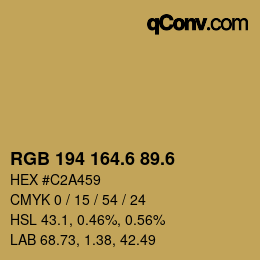 カラーコード: RGB 194 164.6 89.6 | qconv.com