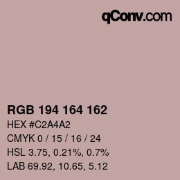Color code: RGB 194 164 162 | qconv.com