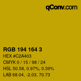 カラーコード: RGB 194 164 3 | qconv.com