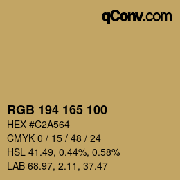 Color code: RGB 194 165 100 | qconv.com