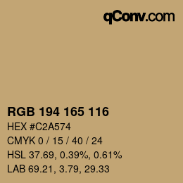 カラーコード: RGB 194 165 116 | qconv.com