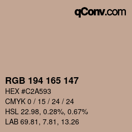 カラーコード: RGB 194 165 147 | qconv.com