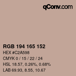 カラーコード: RGB 194 165 152 | qconv.com