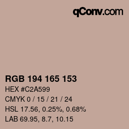 カラーコード: RGB 194 165 153 | qconv.com