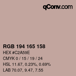 颜色代码: RGB 194 165 158 | qconv.com