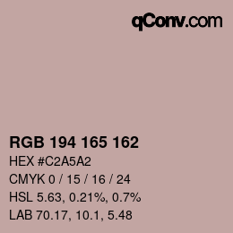 Color code: RGB 194 165 162 | qconv.com