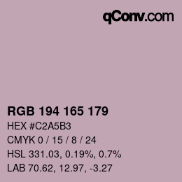 Color code: RGB 194 165 179 | qconv.com