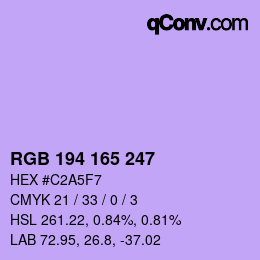 Color code: RGB 194 165 247 | qconv.com