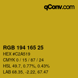 カラーコード: RGB 194 165 25 | qconv.com