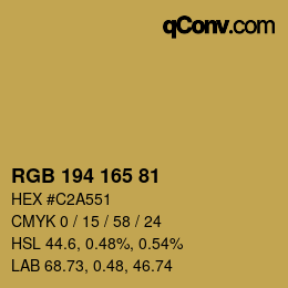 Color code: RGB 194 165 81 | qconv.com