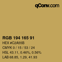 Color code: RGB 194 165 91 | qconv.com