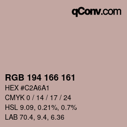 Color code: RGB 194 166 161 | qconv.com