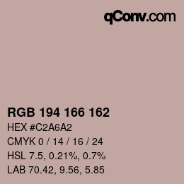 Color code: RGB 194 166 162 | qconv.com