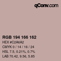 カラーコード: RGB 194 166 162 | qconv.com