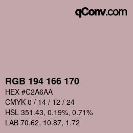 カラーコード: RGB 194 166 170 | qconv.com