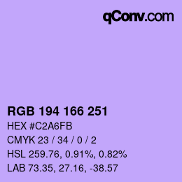 Color code: RGB 194 166 251 | qconv.com