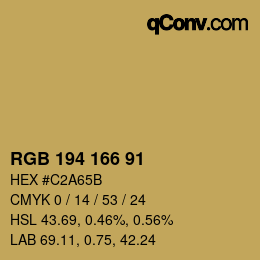 Color code: RGB 194 166 91 | qconv.com