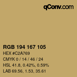 Color code: RGB 194 167 105 | qconv.com