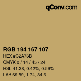 Color code: RGB 194 167 107 | qconv.com
