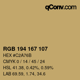 Color code: RGB 194 167 107 | qconv.com