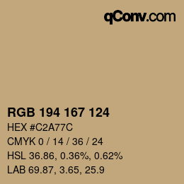 Código de color: RGB 194 167 124 | qconv.com