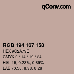 颜色代码: RGB 194 167 158 | qconv.com