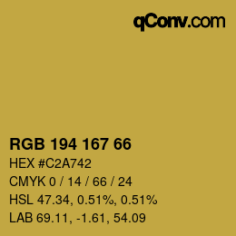 颜色代码: RGB 194 167 66 | qconv.com