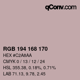 カラーコード: RGB 194 168 170 | qconv.com