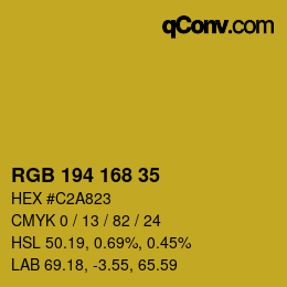 颜色代码: RGB 194 168 35 | qconv.com