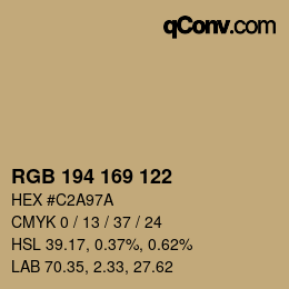 Color code: RGB 194 169 122 | qconv.com