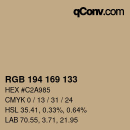 Color code: RGB 194 169 133 | qconv.com