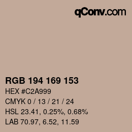 Color code: RGB 194 169 153 | qconv.com