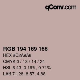 Color code: RGB 194 169 166 | qconv.com