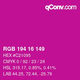 カラーコード: RGB 194 16 149 | qconv.com