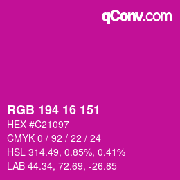 Color code: RGB 194 16 151 | qconv.com