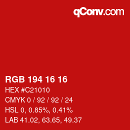 Color code: RGB 194 16 16 | qconv.com