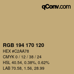 Color code: RGB 194 170 120 | qconv.com