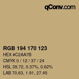 Color code: RGB 194 170 123 | qconv.com